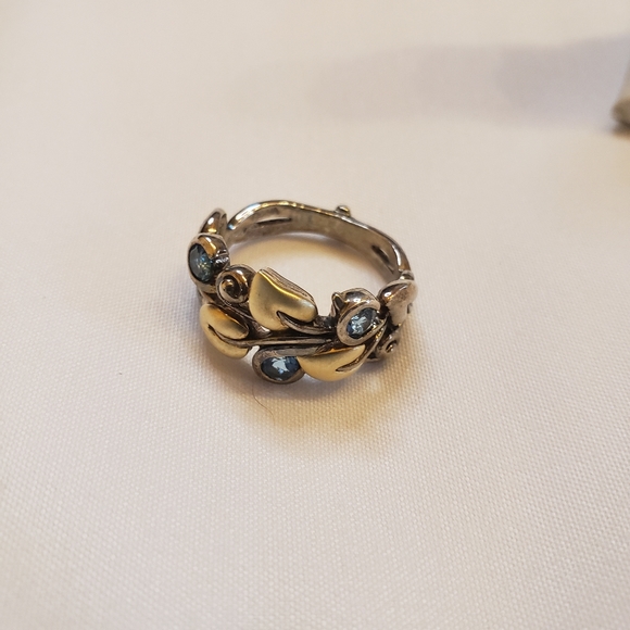 18kt Gold and SILVER Barbara Bixby Vine and Leaf Topaz ring size 7.5 - Picture 6 of 11